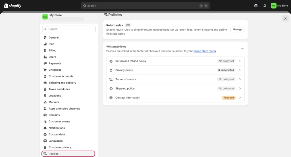 Shopify-policy
